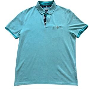NWOT Ted Baker Men's Aqua Polo Golf Shirt Luxury Designer Beach